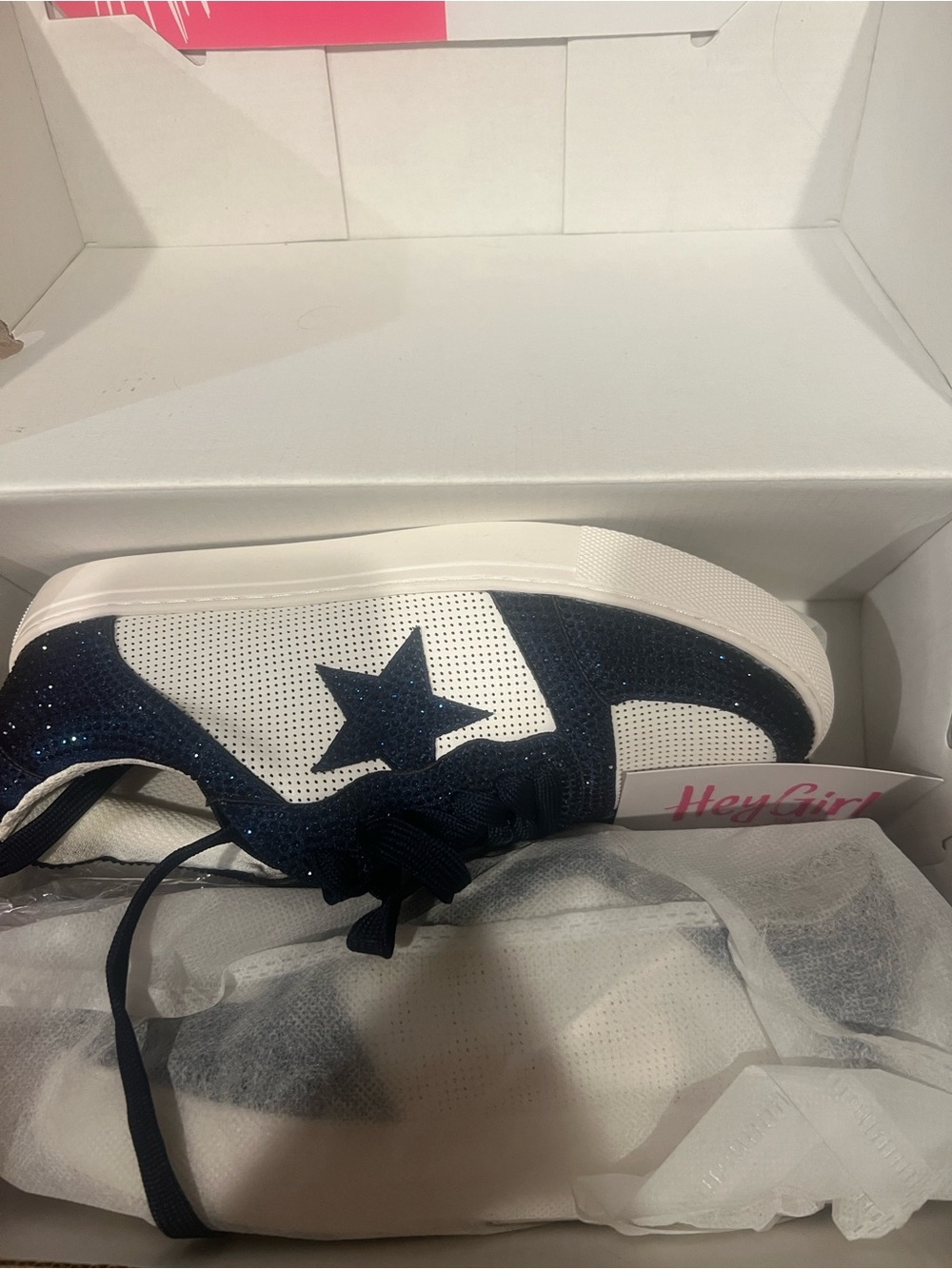 Hey Girl Navy & White Star Sneakers for Women